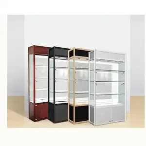 Factory supply Luxury Shop Used Lockable Glass Doors Ornaments Storage CabinetGlass Display Cabinet With led lights