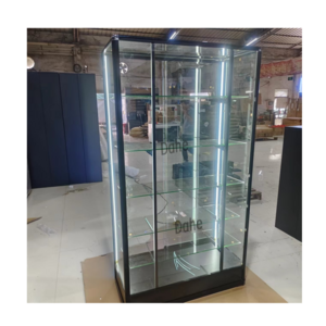 Full Vision Vitrine Showcase Display for Retail Store Lockable Aluminum Glass Cabinets with Led Light Smoke Shop Fitting