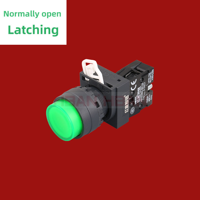 HBAN brand push latching xb2 series green high head normally open self-locking 22mm ip65 exit push button switch