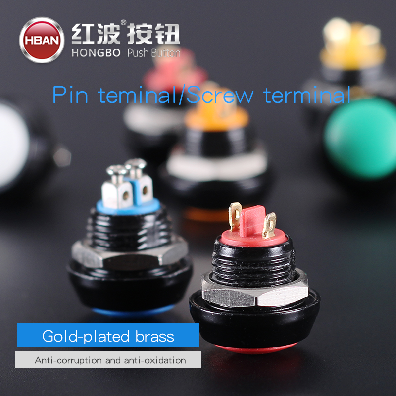 CE ROHS Domed waterproof terminal  Head inline mini switch 12v  miniature push button 12mm