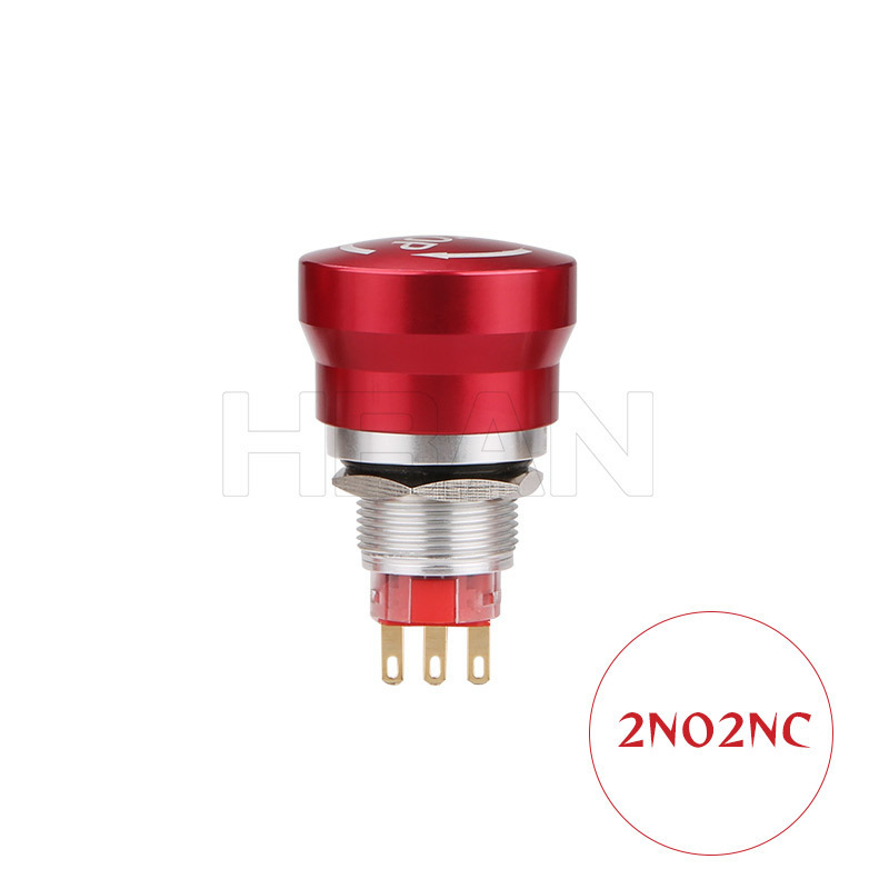 red color head mushroom 22MM 2no2nc emergency start stop control switch