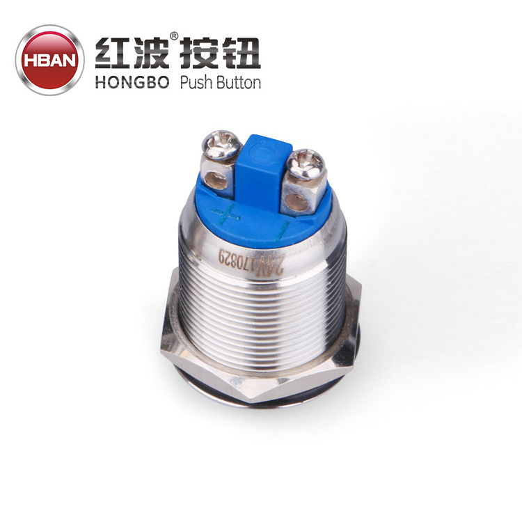 yueqing hban stainless steel Metal flash Screw terminal 19mm led lights buzzer 12v