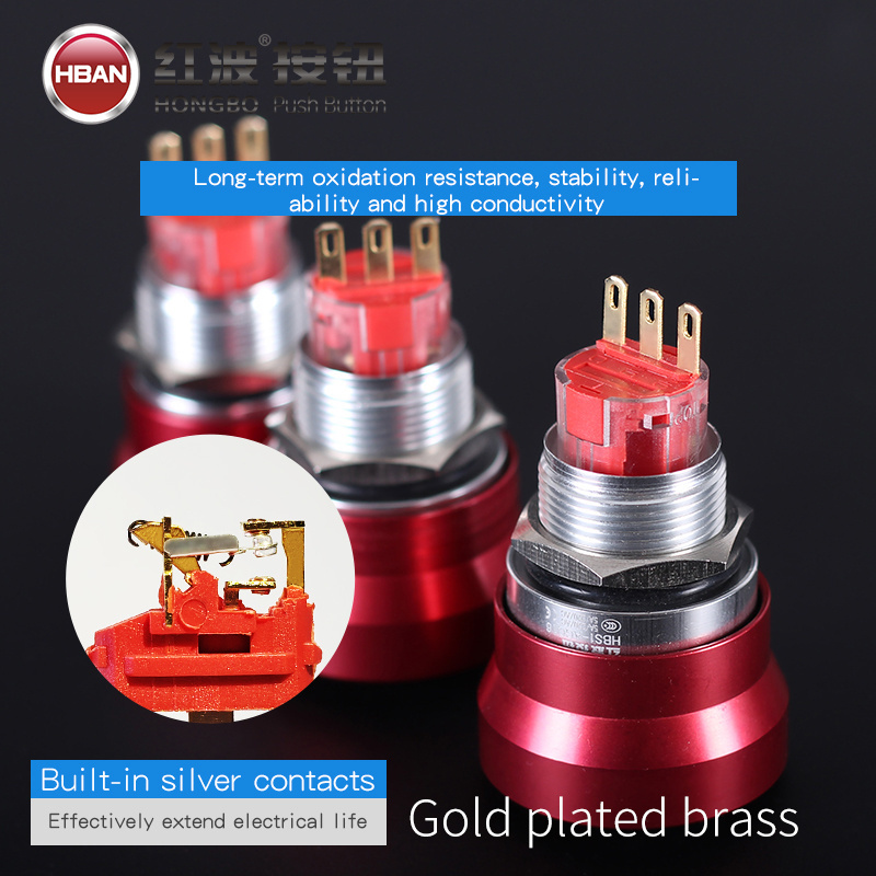 red color head mushroom 22MM 2no2nc emergency start stop control switch