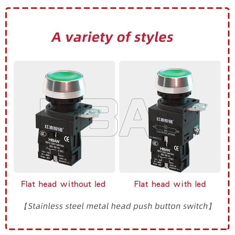 hot product 10A lay5 xb2 metal head 1no1nc NO momentary 22mm light push button switches led