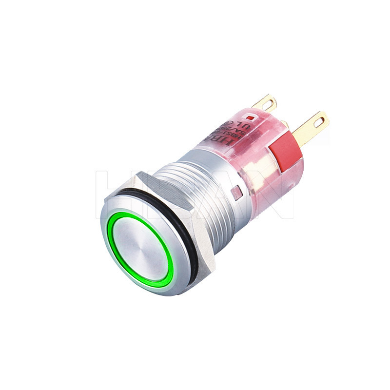 CE ROHS Stainless steel IP67 waterproof metal momentary or latching 12 volt led lights 16mm push button switch