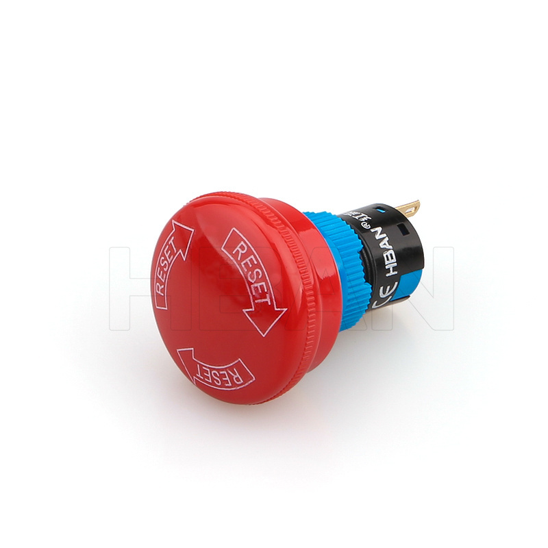 hban 1NO1NC plastic red mushroom head twist release on-off push button emergency stop switch