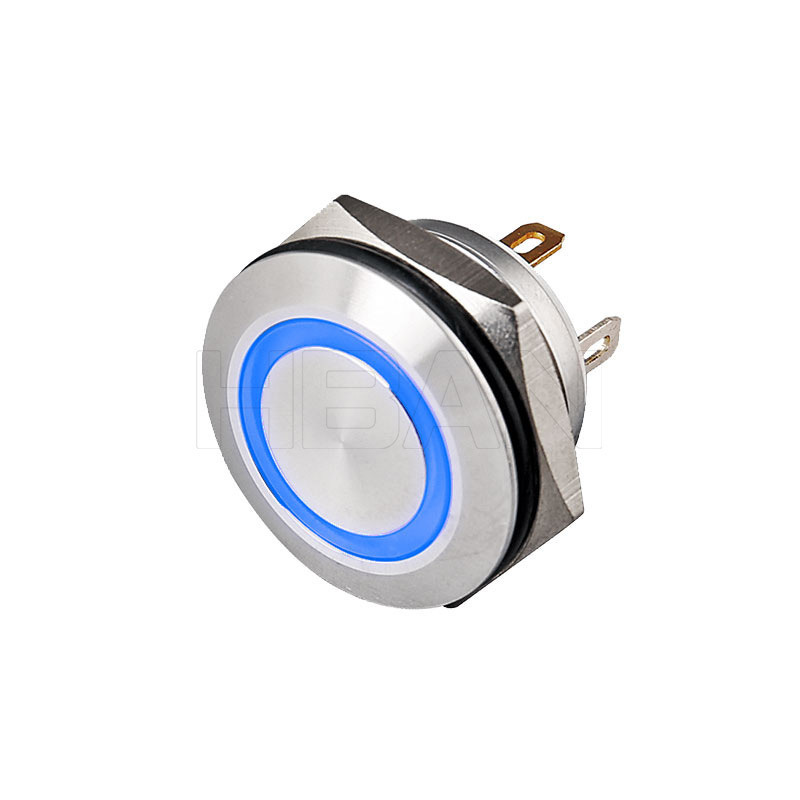 momentary switch micro travel ring led 12v blue ss antivandal push button 19mm illuminated