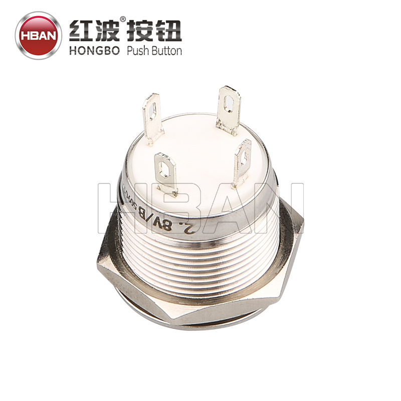 Momentary flat round head ring illumination power symbol small push 19mm metal switch button led 24v