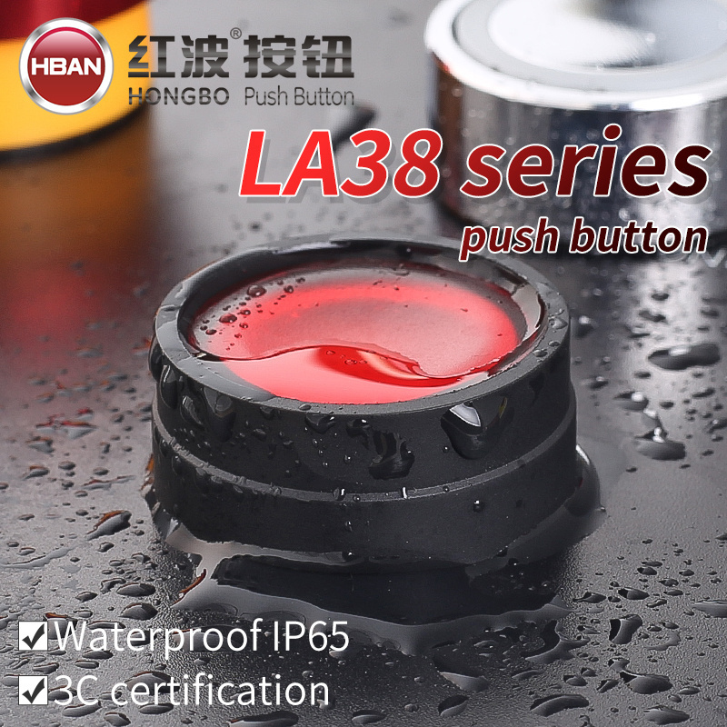 LA38 flat head momentary self-locking IP65 waterproof 22MM momentary push button switch