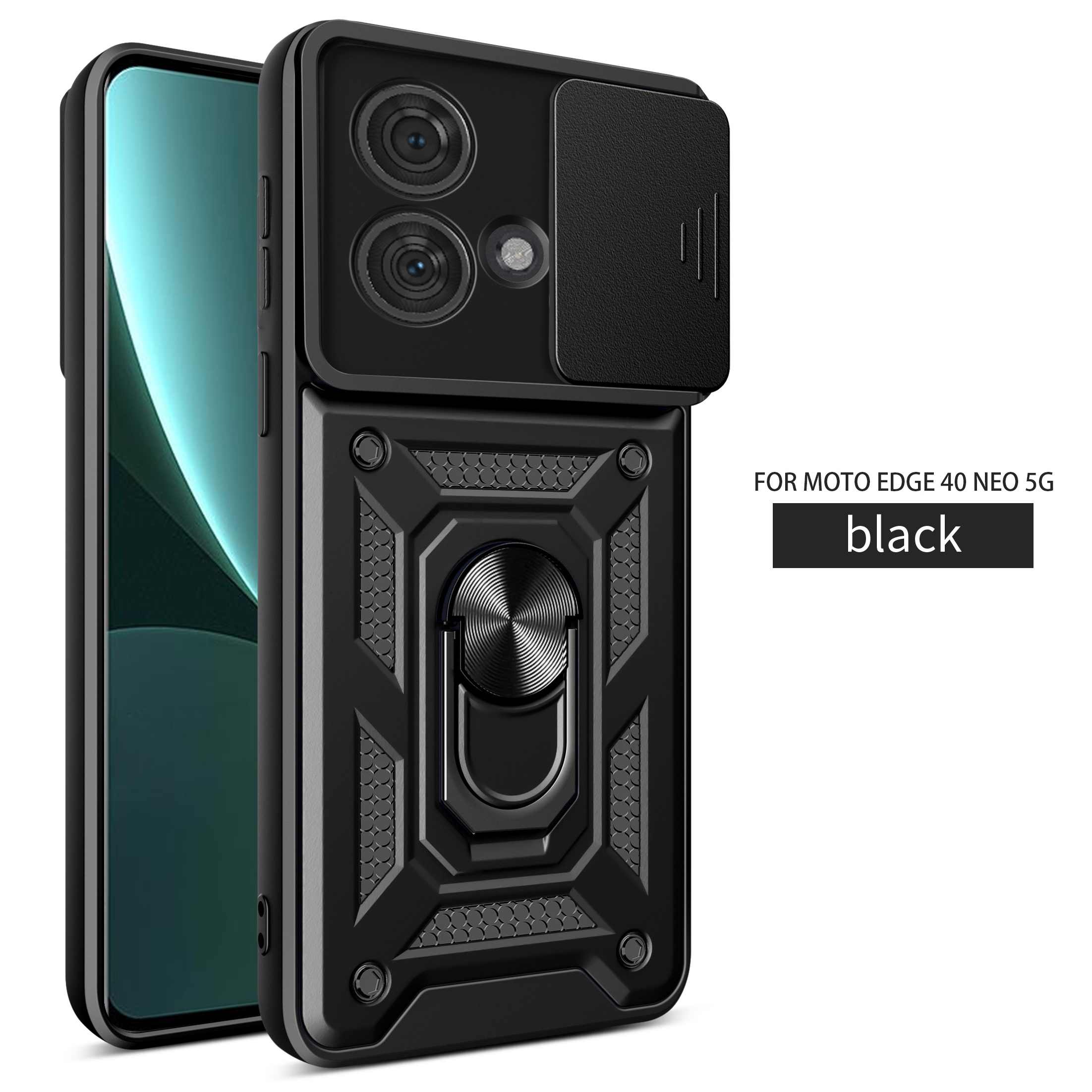 Factory Wholesale Slide camera protection Magnetic Kickstand Shockproof Phone Case For motorola edge 40 neo