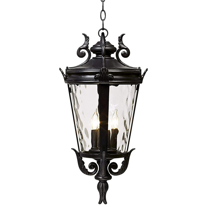 Casa Marseille Traditional Outdoor Ceiling Light Hanging Textured Black  for House Porch