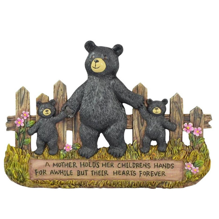 Family Black Bear Wall Art Home Decor - Rustic Framed Wall Art Family Bear A Mother Holds Her Childrens Hands