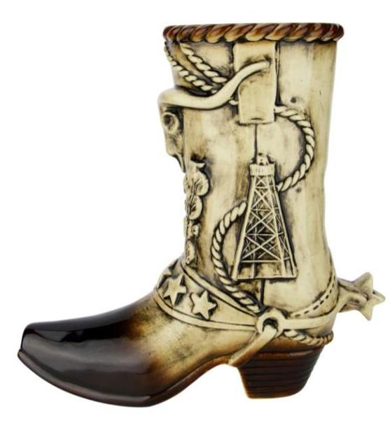 Texas Cowboy Boot Vase Resin