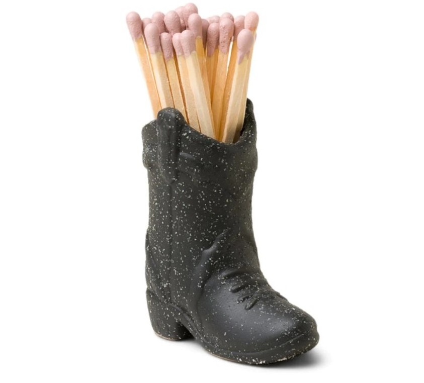 2023 New Boot Ceramic Match Holder with Striker, Match Striker Jar