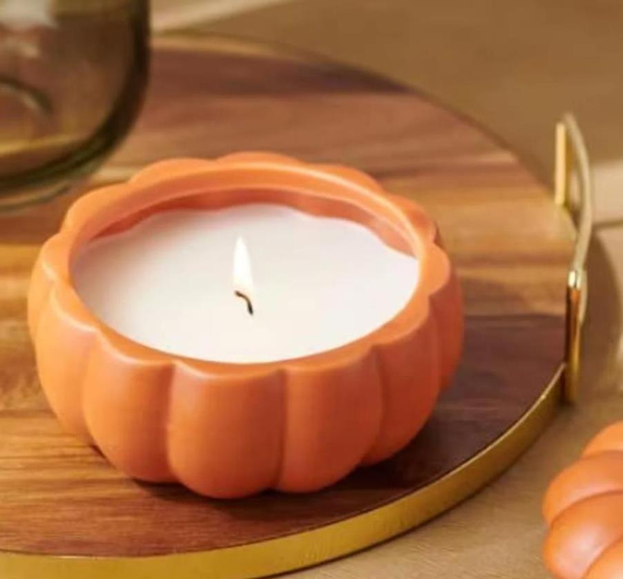 Pumpkin candle Ceramic jar for Fall decor / Autumn decor / Halloween