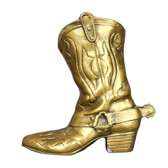 Metal Cowboy Boot Vase with Spur