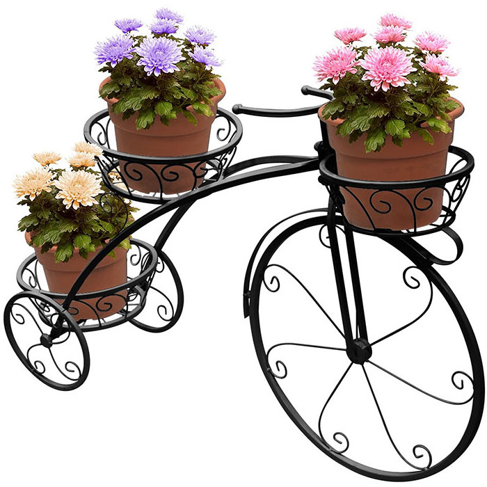 Flower Pot Cart Holder or Whimsical Parisian Style Tricycle Plant Stand for Garden