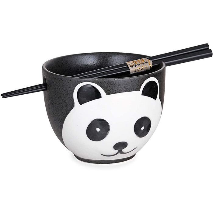 Cute Panda Design Japanese Ramen Udon Noodle Bowl with Chopsticks