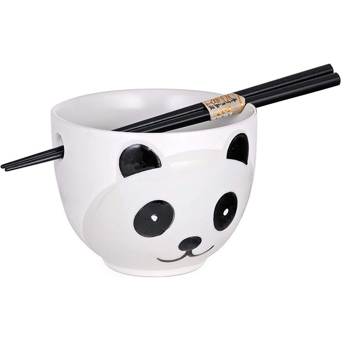 Cute Panda Design Japanese Ramen Udon Noodle Bowl with Chopsticks