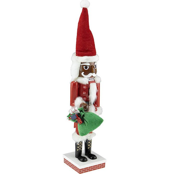 Resin  African American Santa Nutcracker Festive Christmas Decor for Shelves and Tables