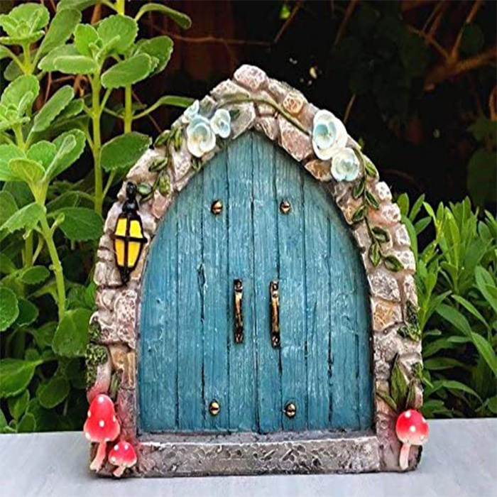 Gardens Miniature Gnome Cobblestone BLUE Fairy Door or Cute Little Fairy House Door