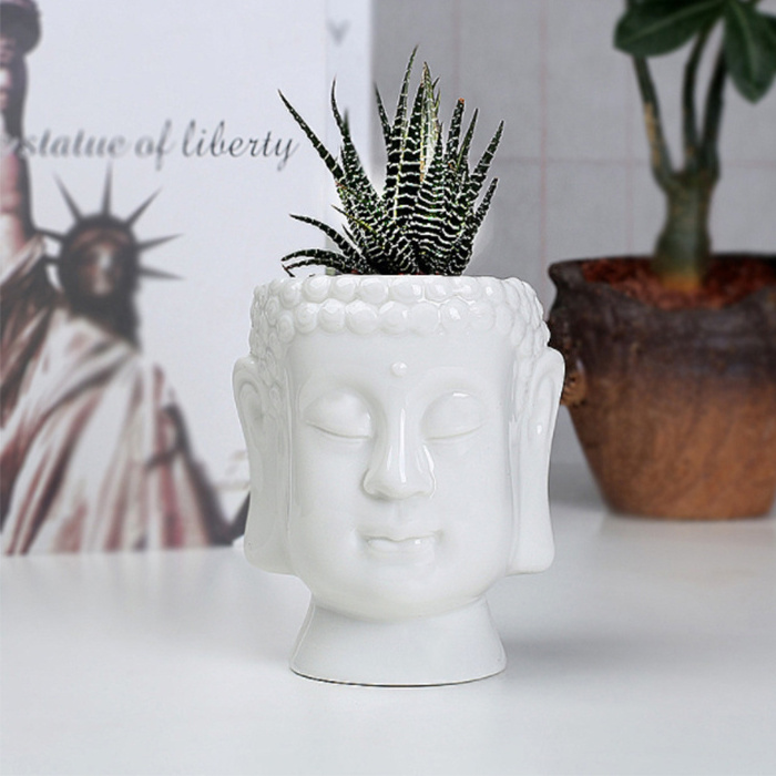 Housewarming Gift Buddha Head Ceramic Planter Pot