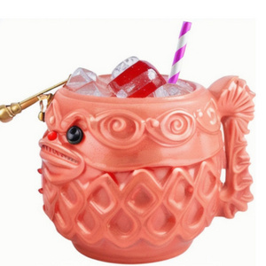 Custom angler fish shape  3D Tiki beer cup party bar decorate cocktail ceramic angler fish tiki mugs