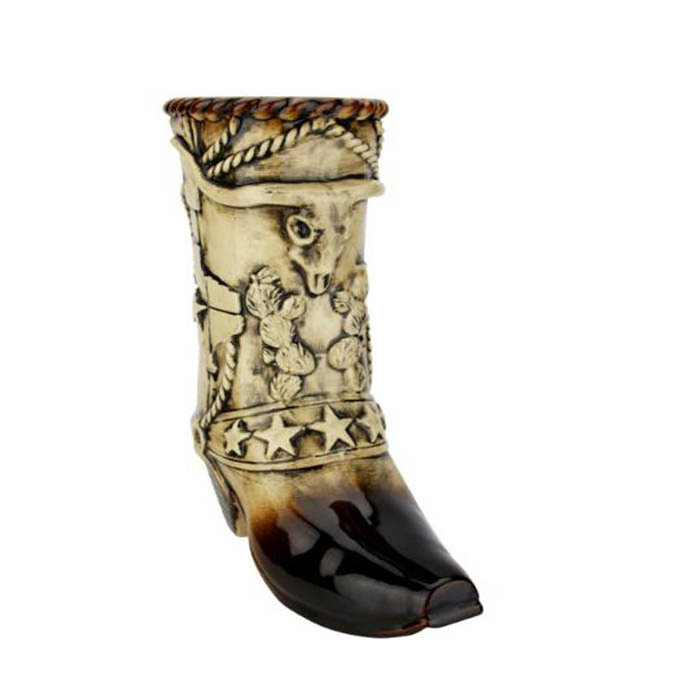 Texas Cowboy Boot Vase Resin