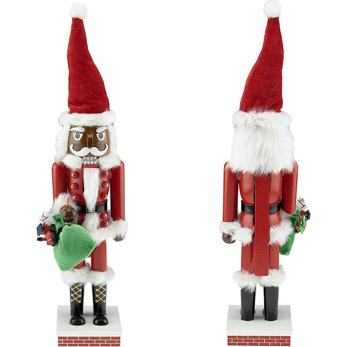 Resin  African American Santa Nutcracker Festive Christmas Decor for Shelves and Tables