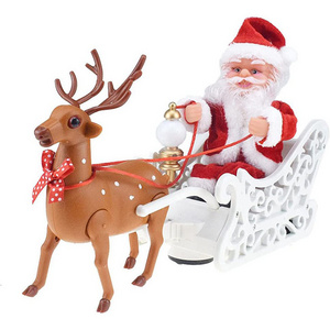 Electric Santa Claus with Sled Toy Doll with Christmas Music for Christmas Decoration