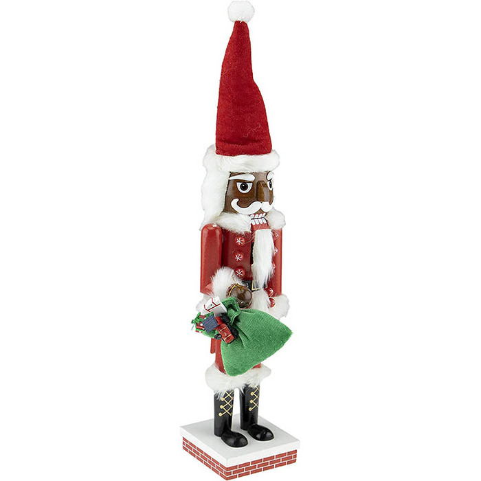 Resin  African American Santa Nutcracker Festive Christmas Decor for Shelves and Tables