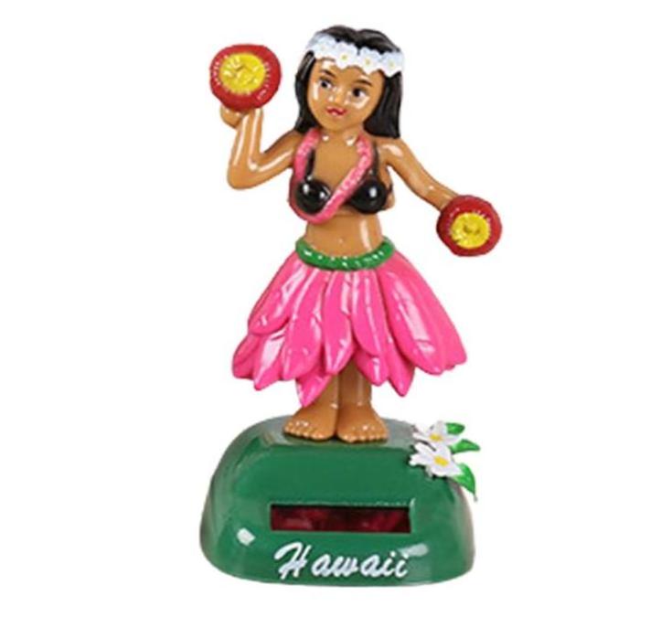 Polyresin/Resin Solar Wobble Figures for Car Hawaii Girl, Decorative Figure, Bobble Head Figures, Solar Powered Toy Decorative