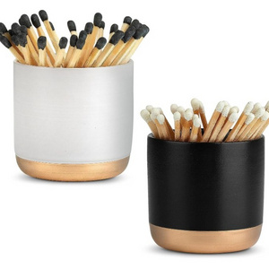 Set of 2 Match Holder with Wooden Matches Striker | Decorative Matches in a Jar with Striker | Modern Home Decor