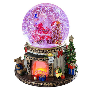 polyresin XL LED Snow Globe Electric Snow Swirl Many Melodies and Colour Changing Glitter Ball