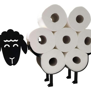 Cute Black Sheep Toilet Paper Roll Holder - Cool Novelty Free Standing or Wall Mounted Toilet Roll Tissue Paper Storage Stand