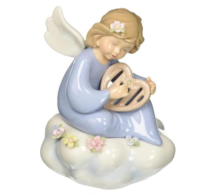 Fine Porcelain You Put Music in My Heart Musical Angel Figurine, 5-1/8-Inch