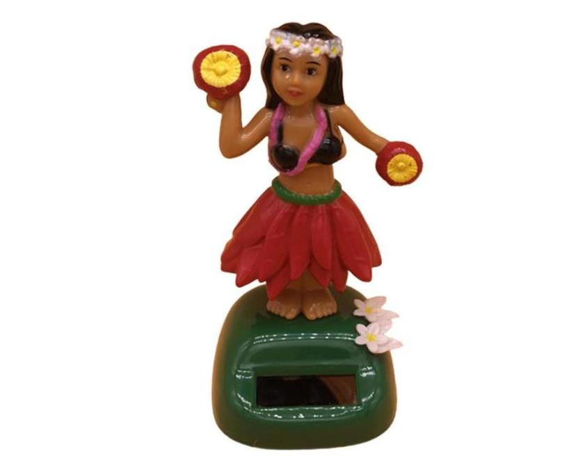 Polyresin/Resin Solar Wobble Figures for Car Hawaii Girl, Decorative Figure, Bobble Head Figures, Solar Powered Toy Decorative