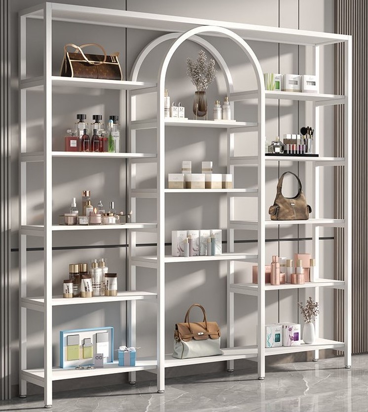 2022 hot selling Cosmetic Display Gold Shelf 5 Tier Racks for Beauty Salon Shop Fittings and Display