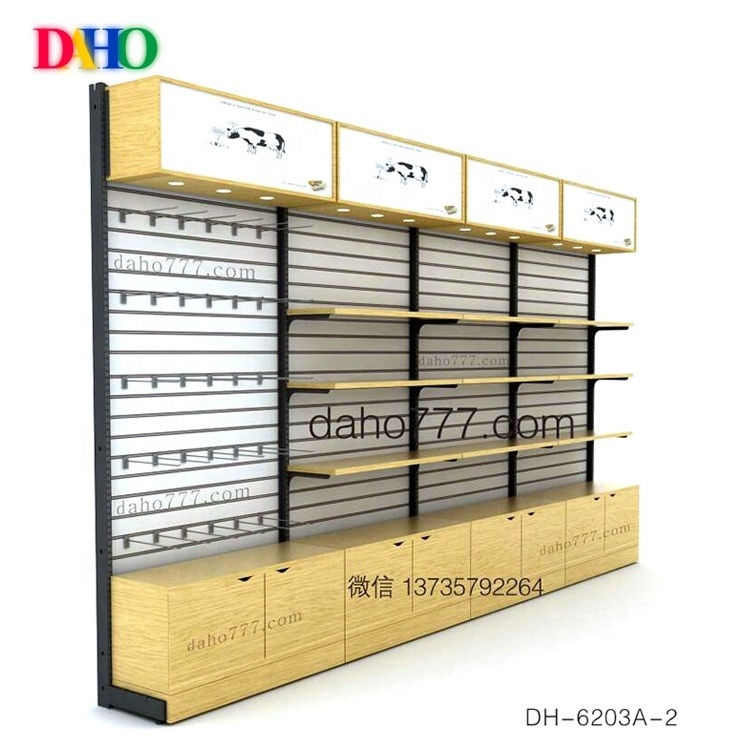 Wholesale multi-functional retail store metal acrylic shoe slatwall display shelf