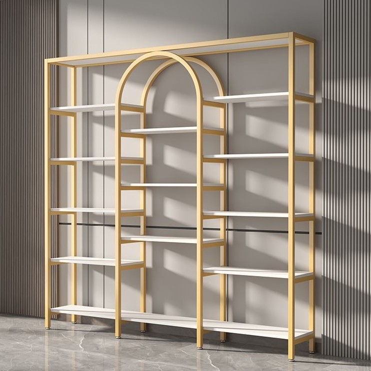 2022 hot selling Cosmetic Display Gold Shelf 5 Tier Racks for Beauty Salon Shop Fittings and Display