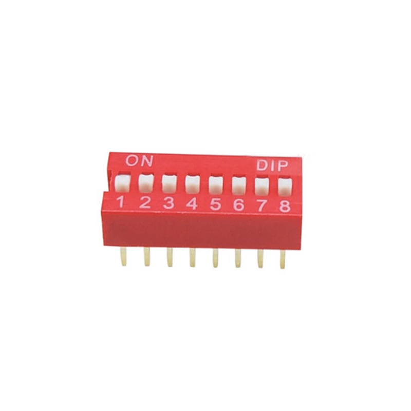 High Quality 8P Dial Switch 8-Position Flat Dial Switch With a Pin Pitch Of 2.54MM In Red