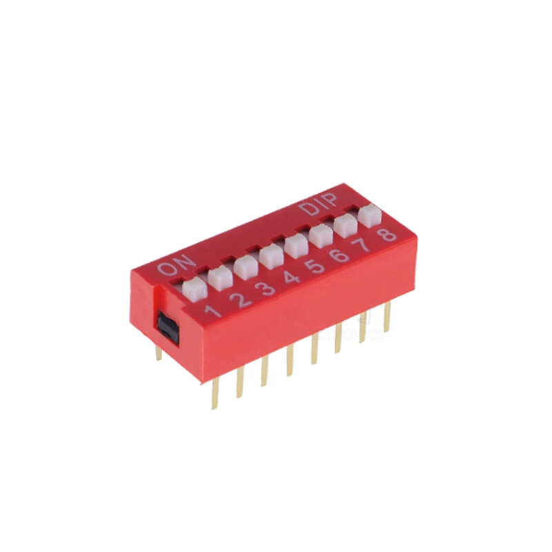 High Quality 8P Dial Switch 8-Position Flat Dial Switch With a Pin Pitch Of 2.54MM In Red