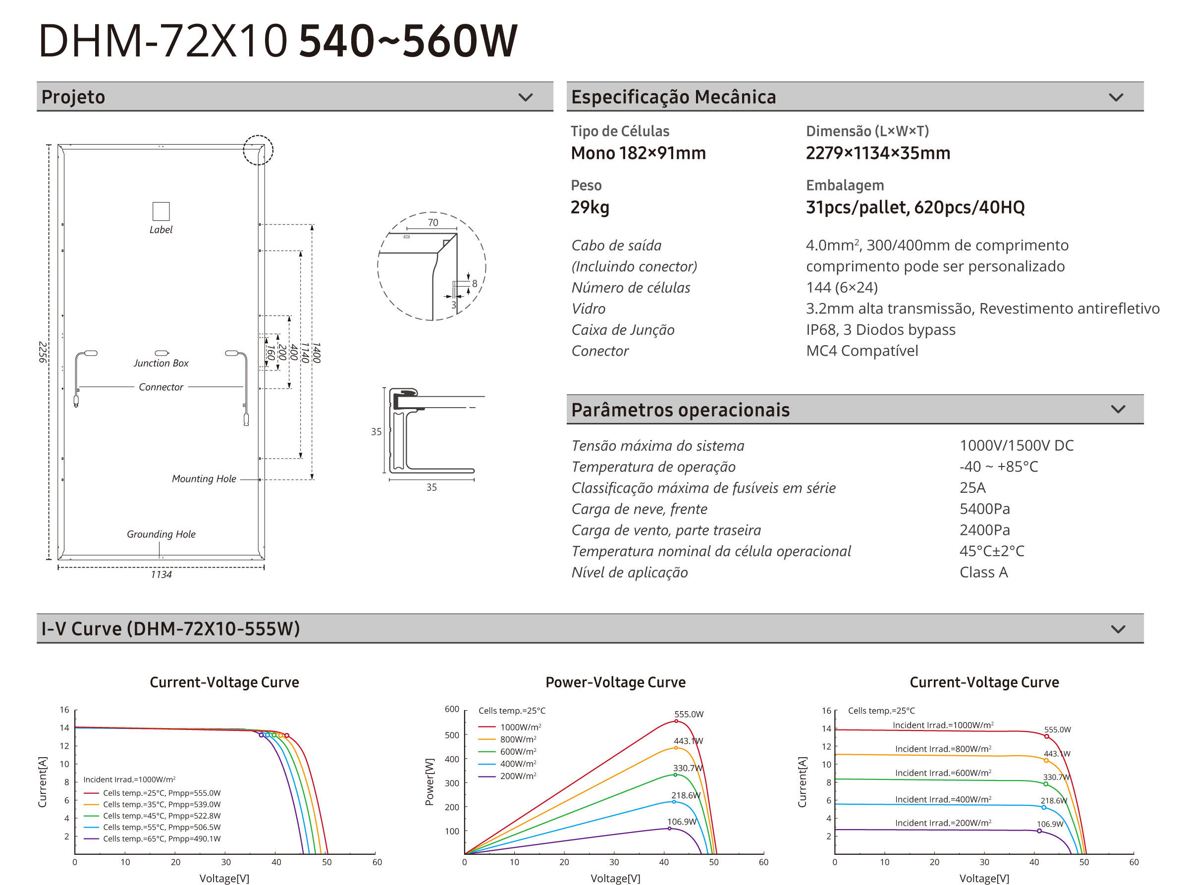 DAH SOLAR  Solar Energy Panels 550 Watts High Efficient Mono Photovoltaic 540W 550 W 560W Black Solar Panels