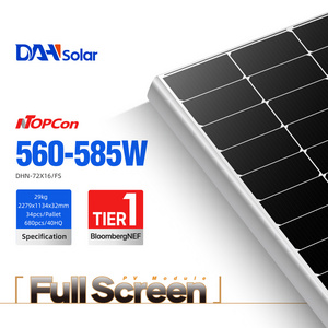 DAH Solar Panels Residencial 560W 570W 580W 600Wp 30 Years Warranty Modular Panel Solar Para Casa 110v