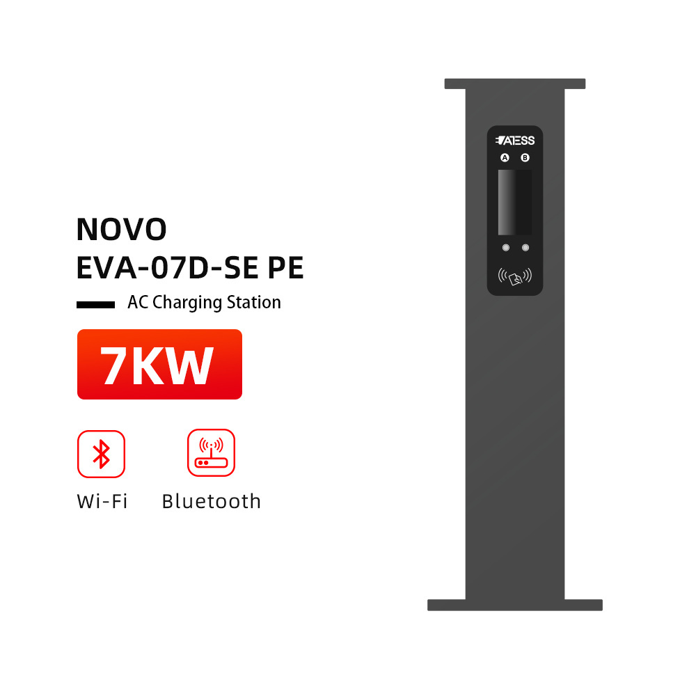 Atess NOVO EVA-07D-PE / EVA-07D-SE 7000W Floor-standing Type Single Phase Home Electric Car Charger Ev Charging Station