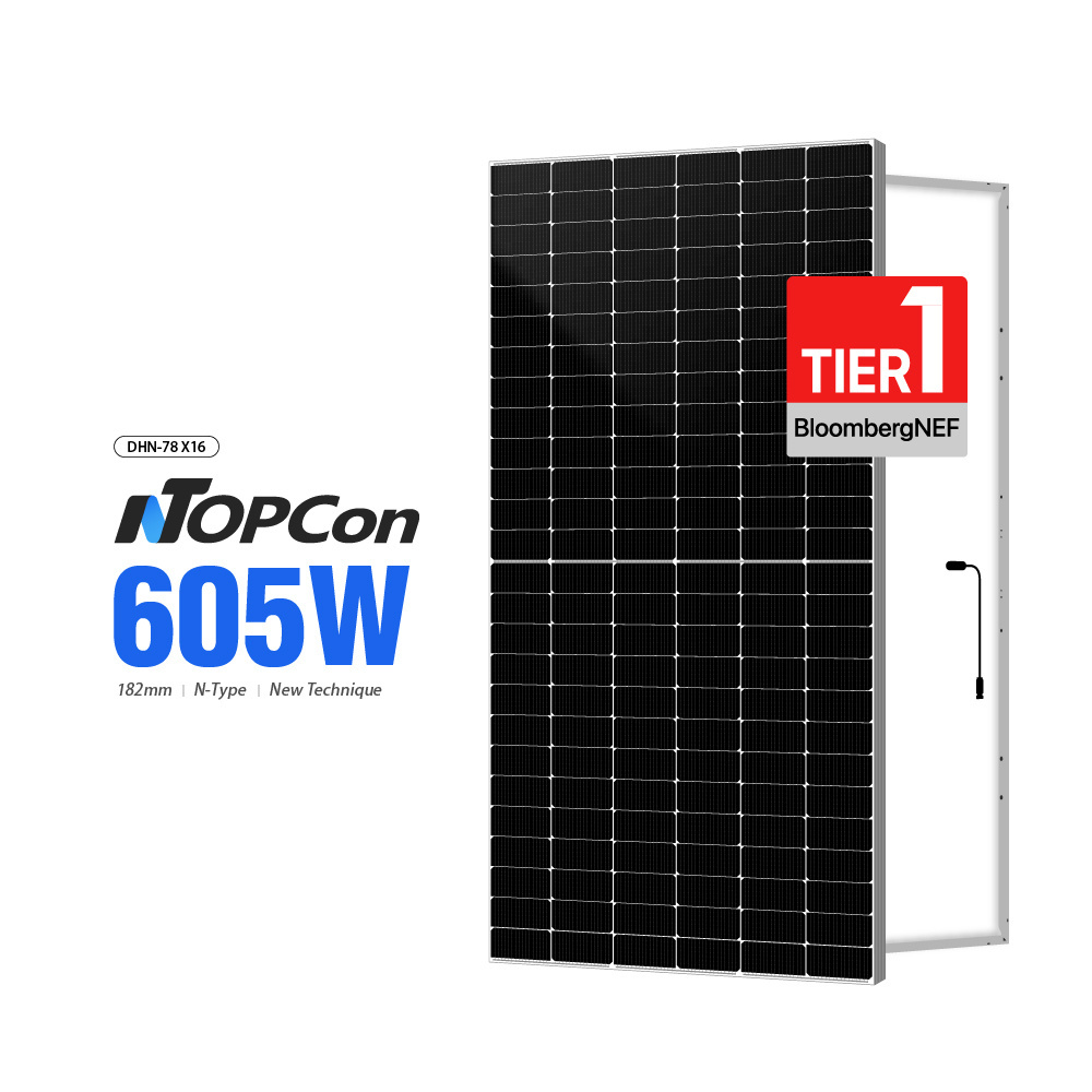 DAH TOPCon N-type Half Cell 600watt 605w 610w 615w 620w 16BB Solar Panels with Battery and Inverter