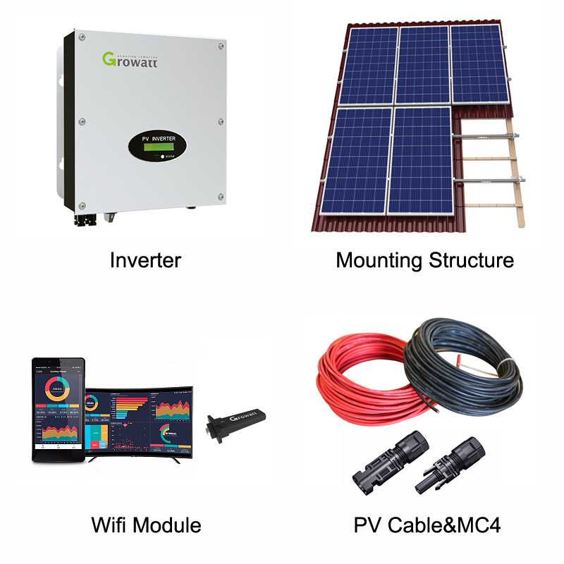 DAH Solar Factory 5kw Solar Panel Kit 5000w Panneaux Solaire Support