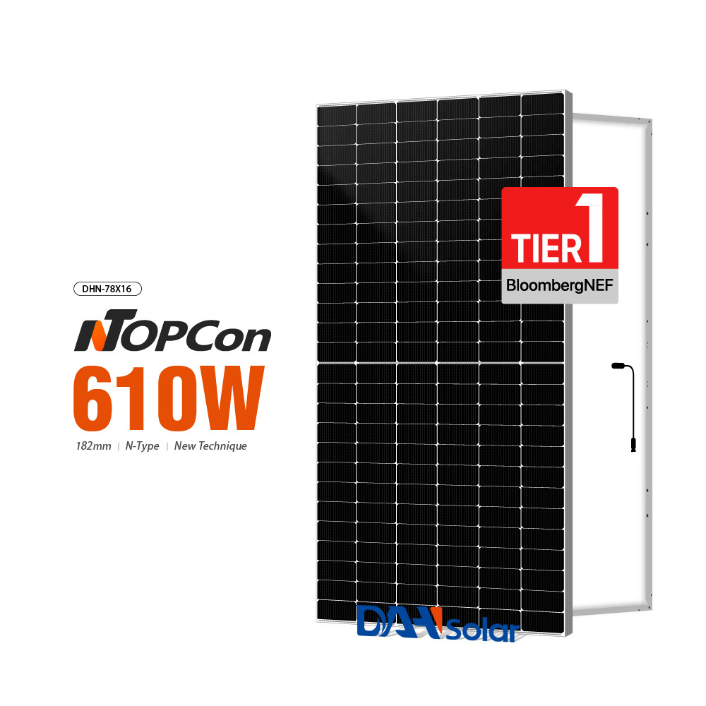 DAH CE /INMETRO N Type Solar Panel 600w 610w 620w 625w 182mm Mono Panel Solar De 500w