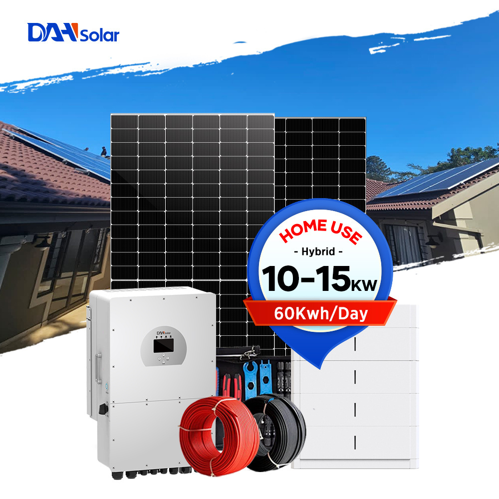 DAH Home Photovoltaic Kit 15kw 20kw 50kw 3kw 5kw 10kw Hybrid System Solar For Residential