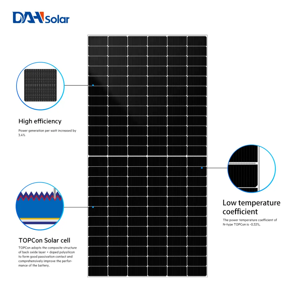 DAH CE /INMETRO N Type Solar Panel 600w 610w 620w 625w 182mm Mono Panel Solar De 500w